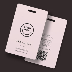 Minimalist Employee ID Card Business Logo QR ID Badge