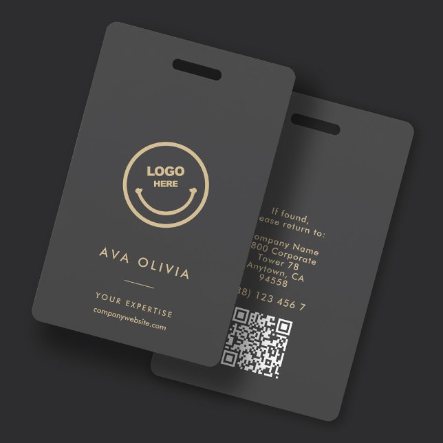 Minimalist Employee ID Card Business Logo QR ID Badge (Creator Uploaded)