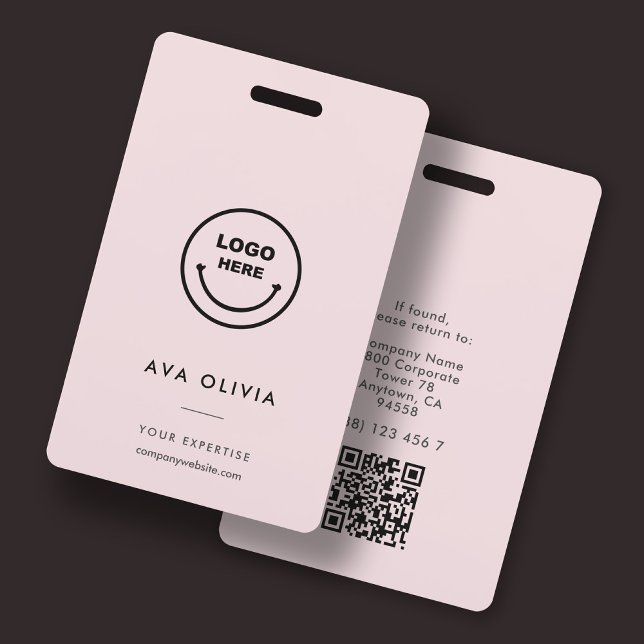 Minimalist Employee ID Card Business Logo QR ID Badge (Creator Uploaded)