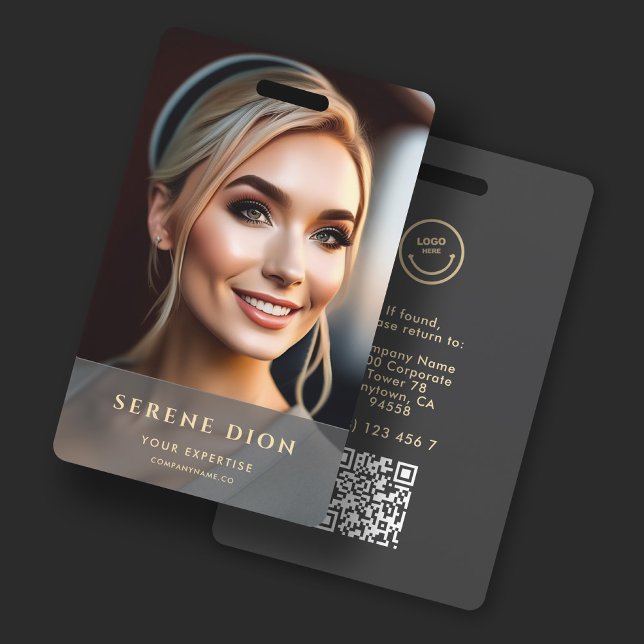 Minimalist Employee Name ID Card Full Photo QR ID Badge (Creator Uploaded)