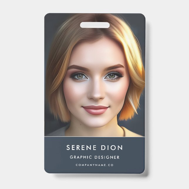 Minimalist Employee Name ID Card Photo QR Badge (Front)