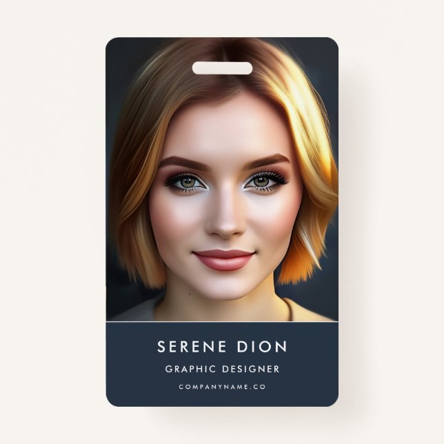 Minimalist Employee Name ID Card Photo QR ID Badge (Front)