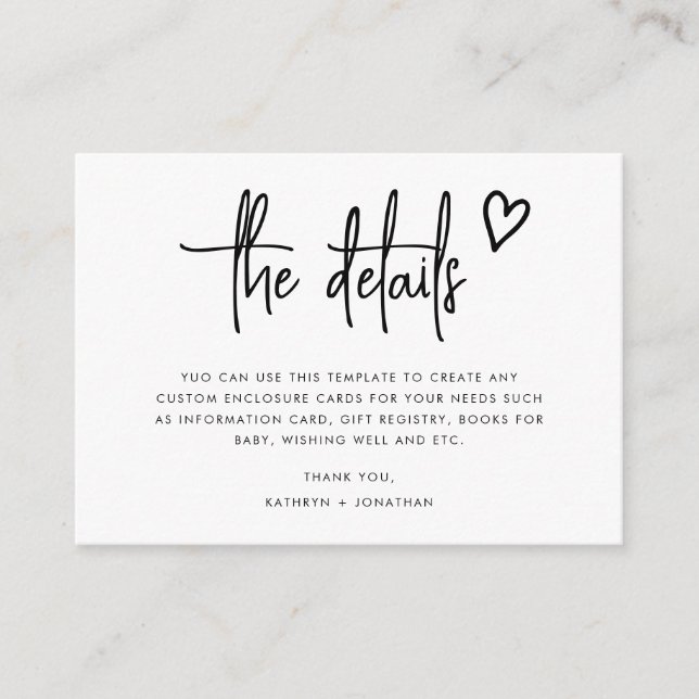 Minimalist Enclosure Card ,Editable, Baby Shower  (Front)
