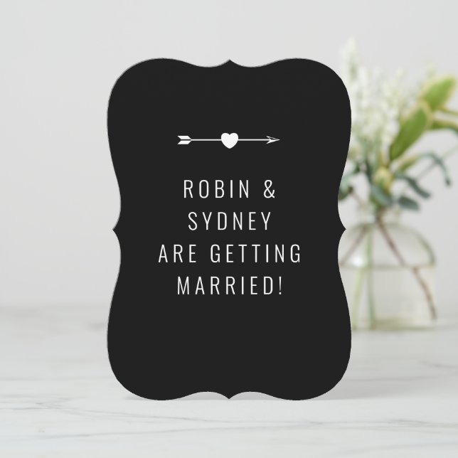 Minimalist | Engagement Announcement | Card | Blk (Standing Front)