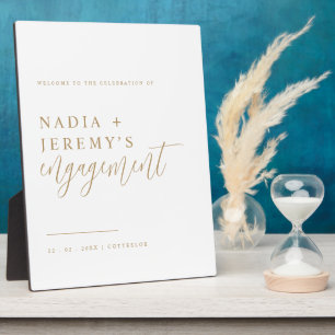 Minimalist Engagement Party Tabletop Welcome Sign  Plaque