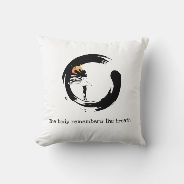 Minimalist Enso Dancer Quote Throw Pillow (Front)