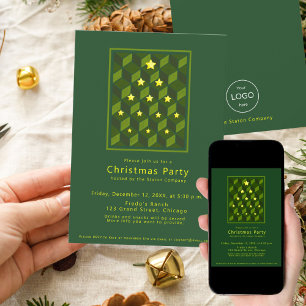 Minimalist Escher-Inspired Green Christmas party Invitation