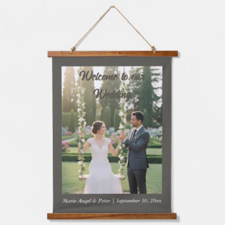 Minimalist Espresso 26x36 Photo Wedding Welcome Hanging Tapestry