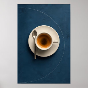 Minimalist Espresso Cup – Navy Blue Modern Coffee Poster