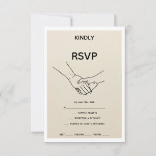 Minimalist Eternal Bond Line Art Wedding RSVP Card