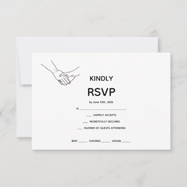 Minimalist Eternal Bond Line Art Wedding RSVP Card (Back)