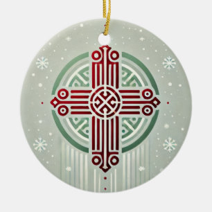 Minimalist Ethiopian Cross Ceramic Ornament