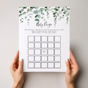 Minimalist Eucalyptus Baby Bingo Shower Game