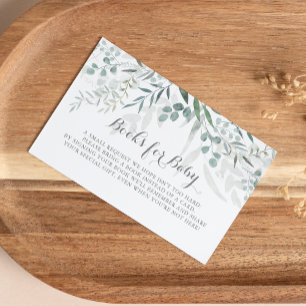 Minimalist Eucalyptus Baby Shower Book Request Enclosure Card