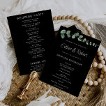 Minimalist Eucalyptus Black Wedding Program<br><div class="desc">This minimalist eucalyptus black wedding is perfect to compliment a rustic wedding. The design features a beautiful calligraphy font and a green watercolor eucalyptus in a dark background.</div>