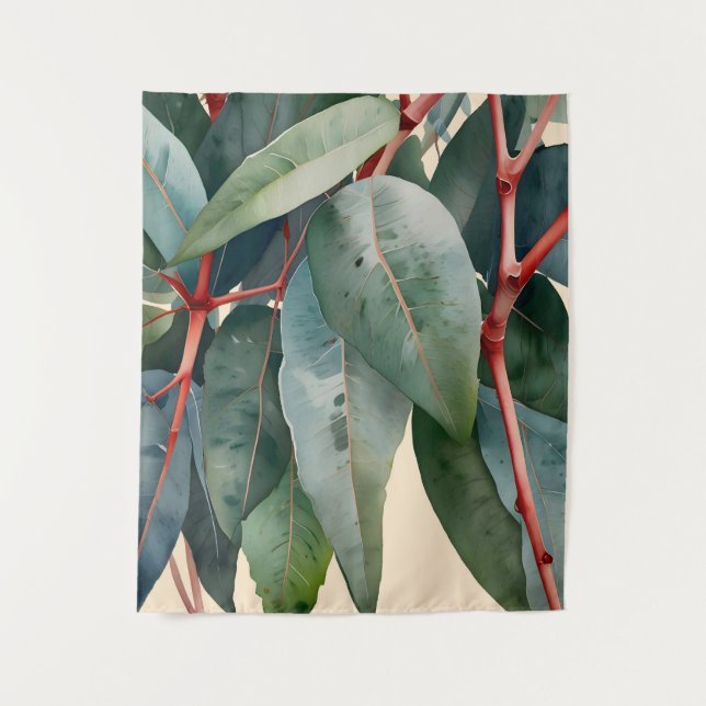 Minimalist Eucalyptus Botanical Art Tapestry (Front)