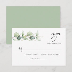 Minimalist Eucalyptus Botanical Greenery Wedding RSVP Card