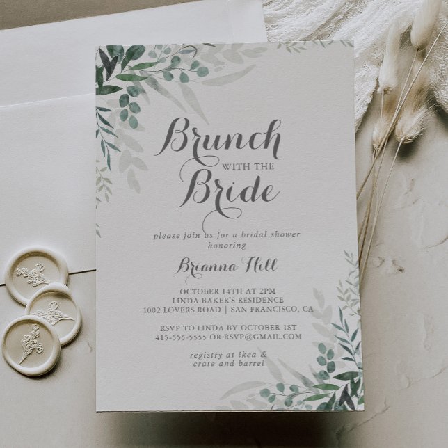Minimalist Eucalyptus Brunch with the Bride Shower Invitation (Creator Uploaded)