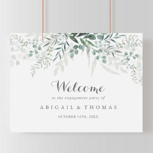 Minimalist Eucalyptus Engagement Party Welcome Poster