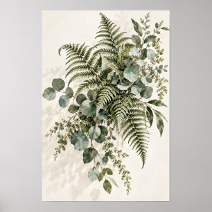 Minimalist Eucalyptus Fern Botanical Wall Art