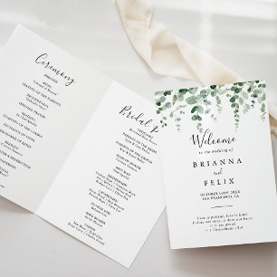 Minimalist Eucalyptus Folded Wedding Program