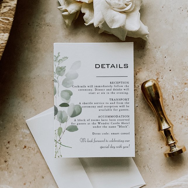 Minimalist Eucalyptus Foliage Wedding Details  Enclosure Card (Creator Uploaded)