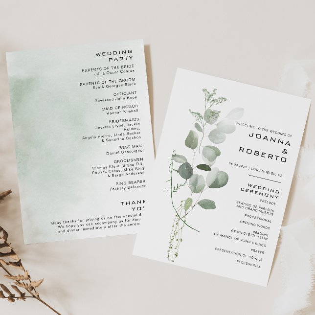 Minimalist Eucalyptus Foliage Wedding Program (Creator Uploaded)