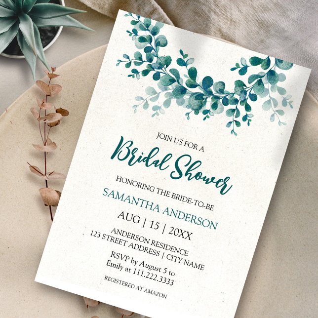 Minimalist Eucalyptus Greenery Bridal Shower Invitation (Creator Uploaded)
