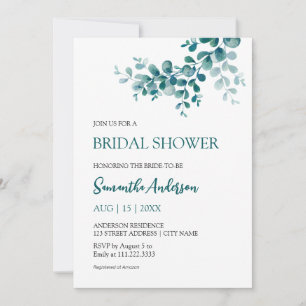 Minimalist eucalyptus greenery Bridal Shower Invitation