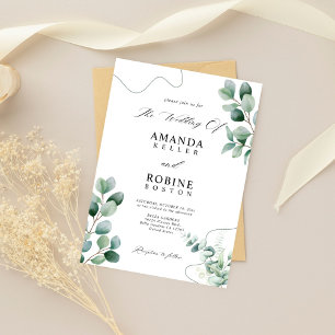 Minimalist Eucalyptus Greenery Wedding Invitation