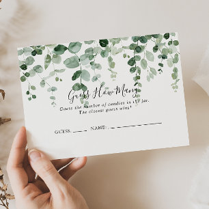 Minimalist Eucalyptus Guess How Many Game Card