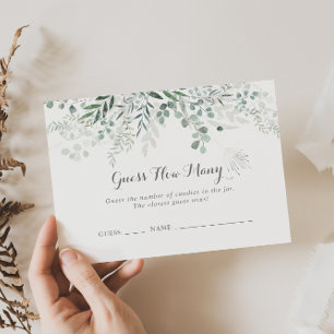 Minimalist Eucalyptus Guess How Many Game Card