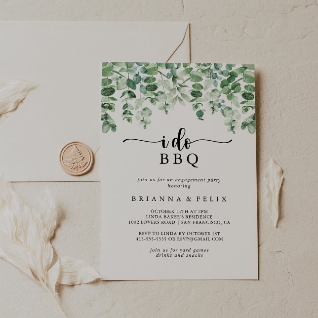 Minimalist Eucalyptus I Do BBQ Engagement Party  Invitation (Creator Uploaded)
