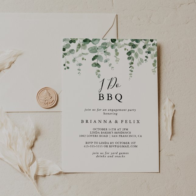 Minimalist Eucalyptus I Do BBQ Engagement Party Invitation (Creator Uploaded)
