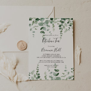 Minimalist Eucalyptus Kitchen Tea Bridal Shower  Invitation