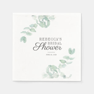 Minimalist Eucalyptus Leaves Bridal Shower Paper Napkin