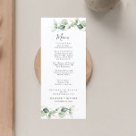 Minimalist Eucalyptus Leaves Elegant Wedding Menu<br><div class="desc">Treat your guests to this cute modern eucalyptus leaves menu  that would be great for your country botanical theme floral wedding. Easily edit the details by clicking the "Personalise" button.</div>