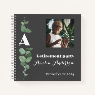 Minimalist eucalyptus  photo retirement guest book