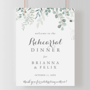 Minimalist Eucalyptus  Rehearsal Dinner Welcome  Poster