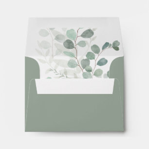 Minimalist Eucalyptus Self-Addressed RSVP Envelope