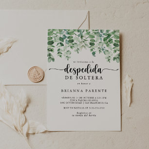 Minimalist Eucalyptus Spanish Bridal Shower   Invitation