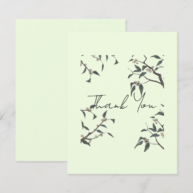 Minimalist Eucalyptus Thank You Card | (Front/Back)