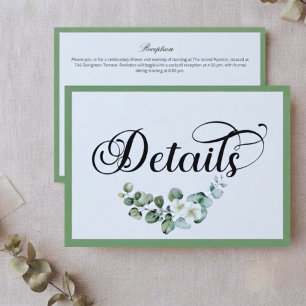 Minimalist Eucalyptus Wedding Details Card