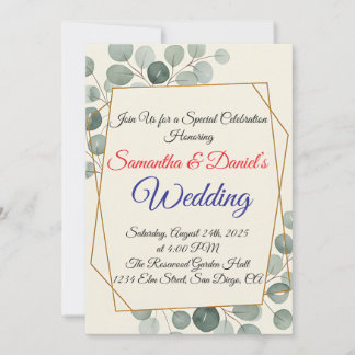 Minimalist Eucalyptus Wedding Invitation