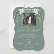 Minimalist Eucalyptus Wedding Photo Save the Date