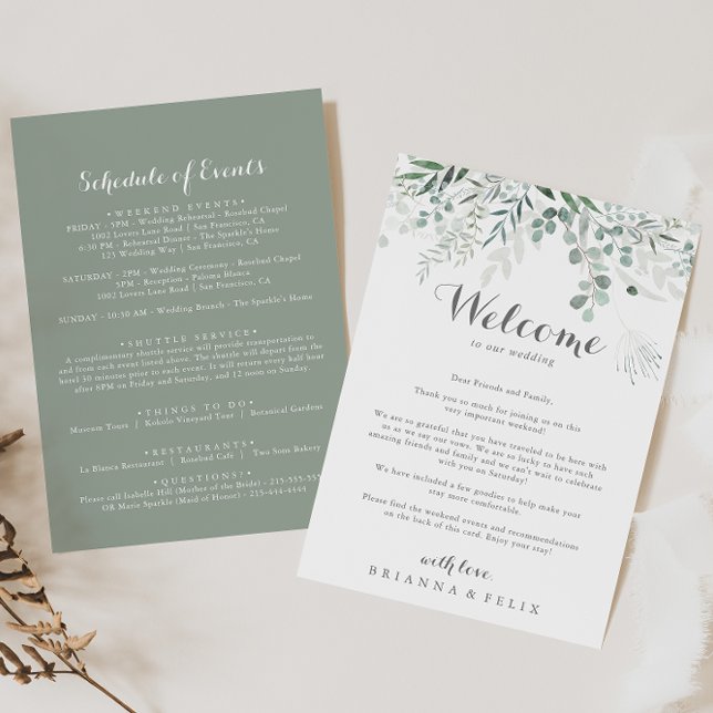 Minimalist Eucalyptus Wedding Welcome Letter (Creator Uploaded)