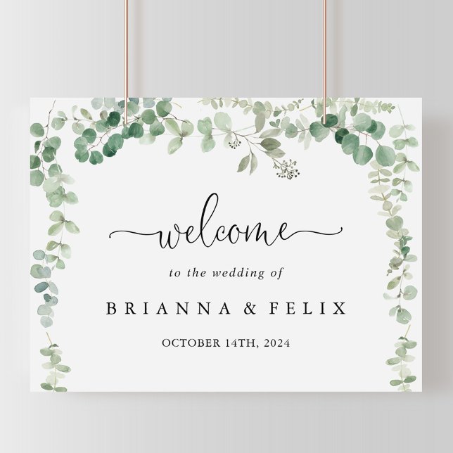 Minimalist Eucalyptus Wedding Welcome Sign (Creator Uploaded)