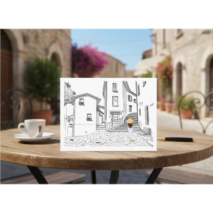 Minimalist European Street Illustration  Postcard