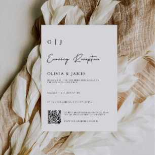 Minimalist Evening Reception with QR code rsvp Invitation