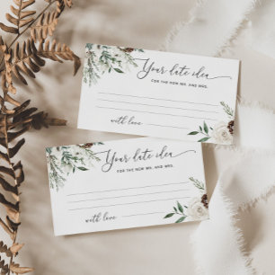 Minimalist evergreen Date night ideas. Date jar Enclosure Card